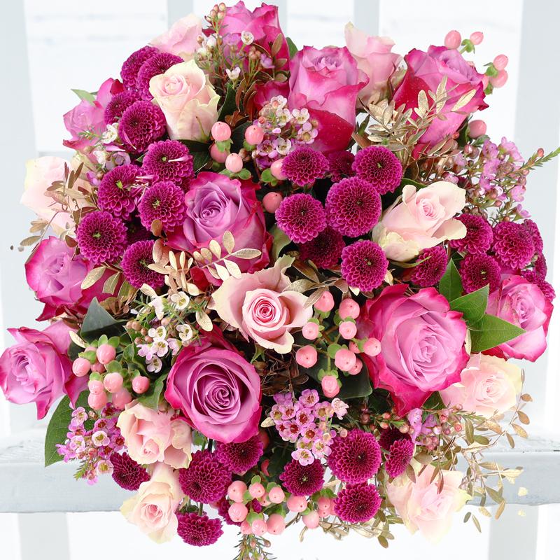 Luxury Pink & Lilac Roses Bouquet - Luxury Flowers - Pink & Lilac Rose Bouquet Flower Bouquet - Next Day Flower Delivery UK - Appleyard London